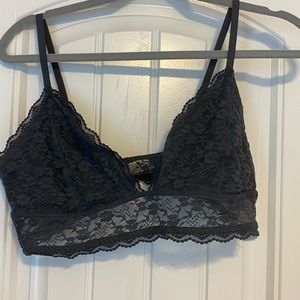 Grey lace overlay bralette